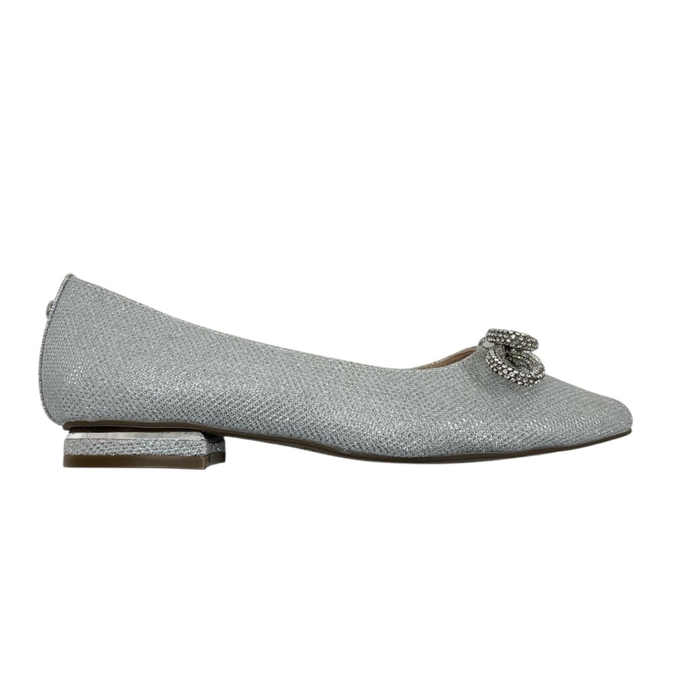 Jones New York Women's Quinnie Pointed Toe Embellished Flats Silver Glitter 7M